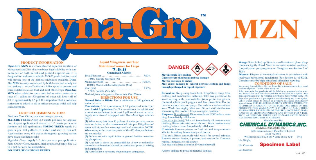 MZN product label