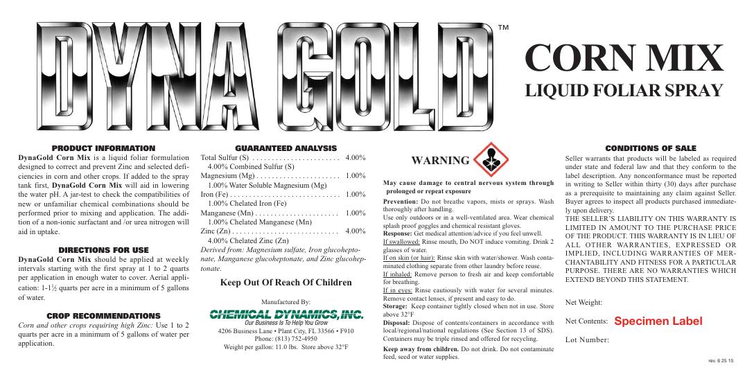 Corn Mix product label
