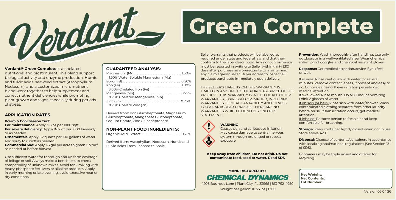 Green Complete product label