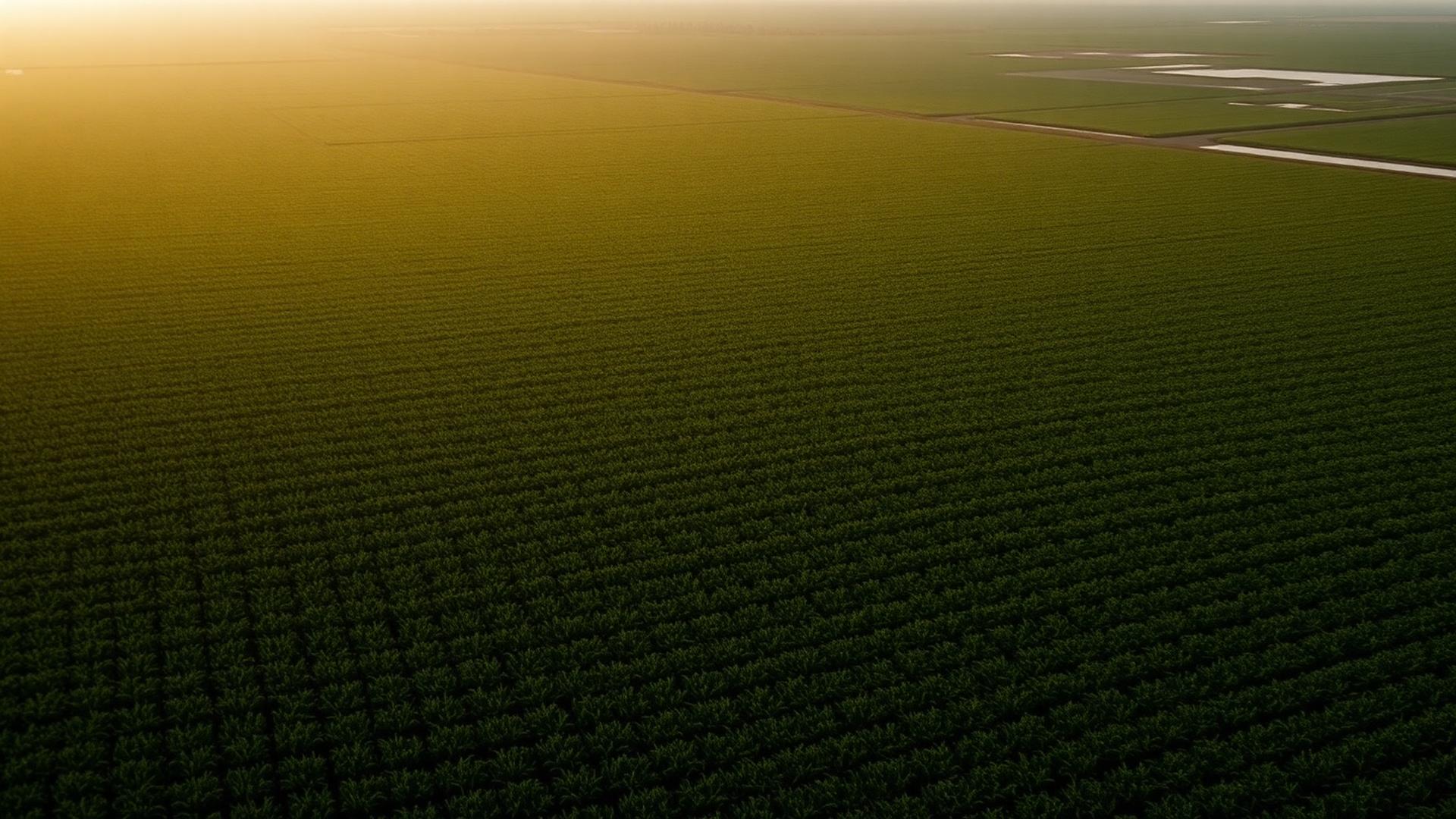 Aerial view of Florida farmland at golden hour