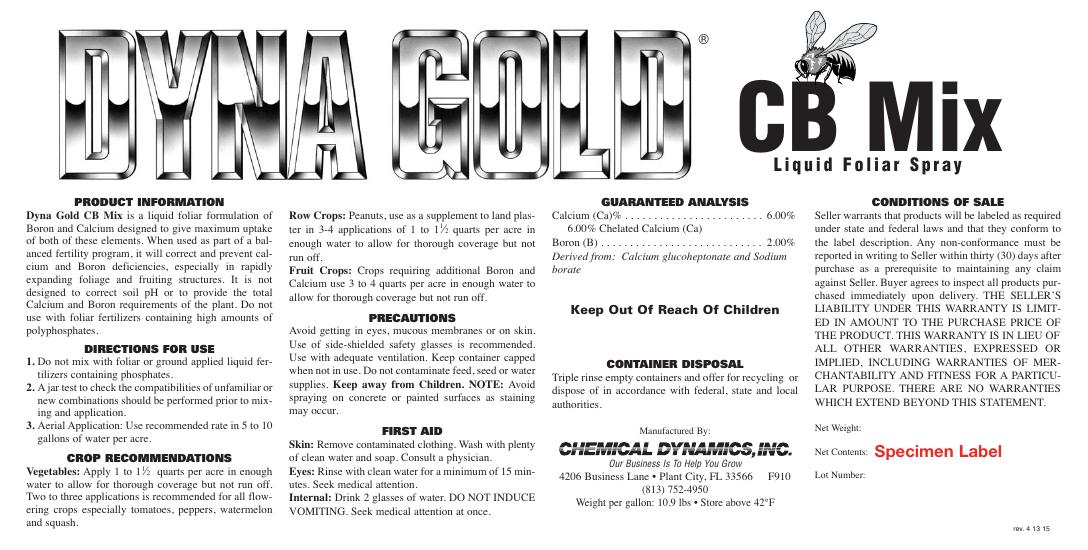 CB Mix product label