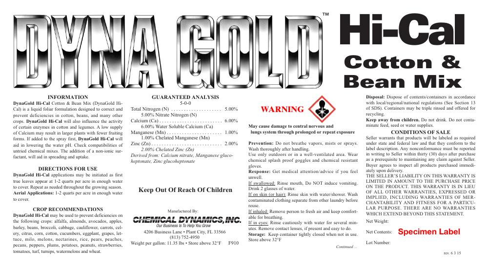 Hi-Cal product label