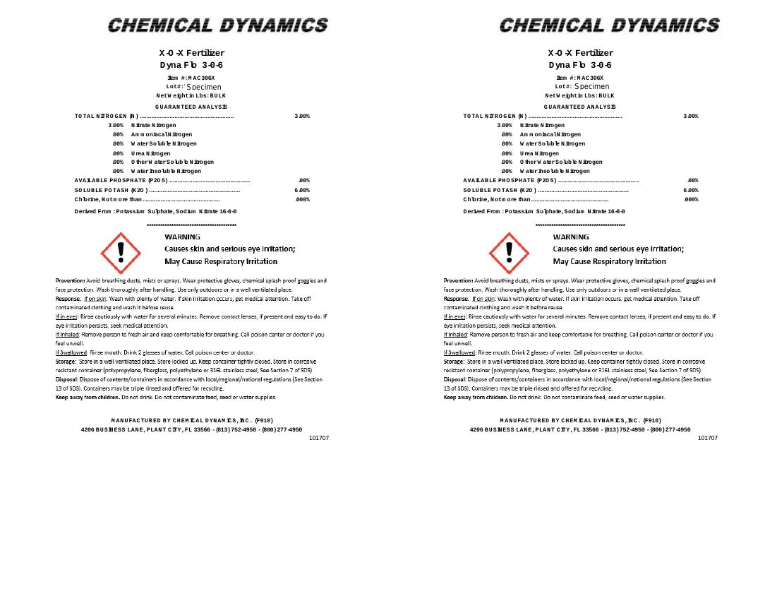 Dyna-Flo 3-0-6 Bulk Fertilizer product label