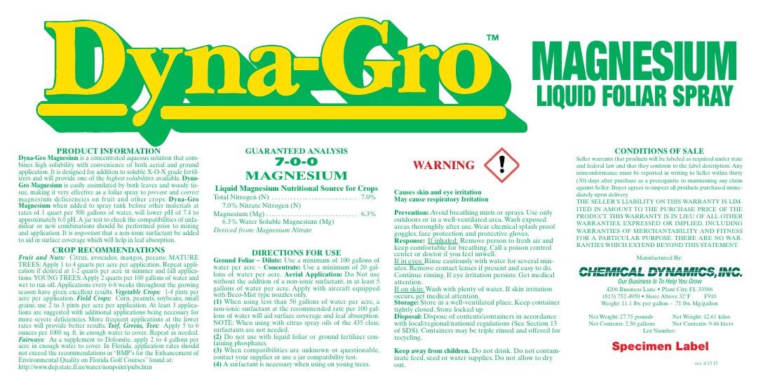 Magnesium 6.3% product label