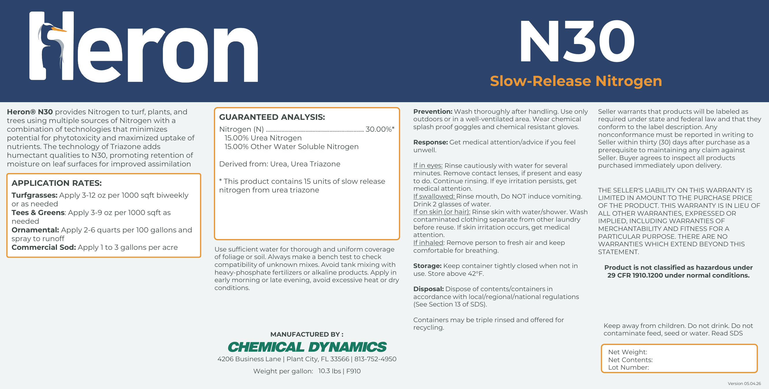 N30 product label