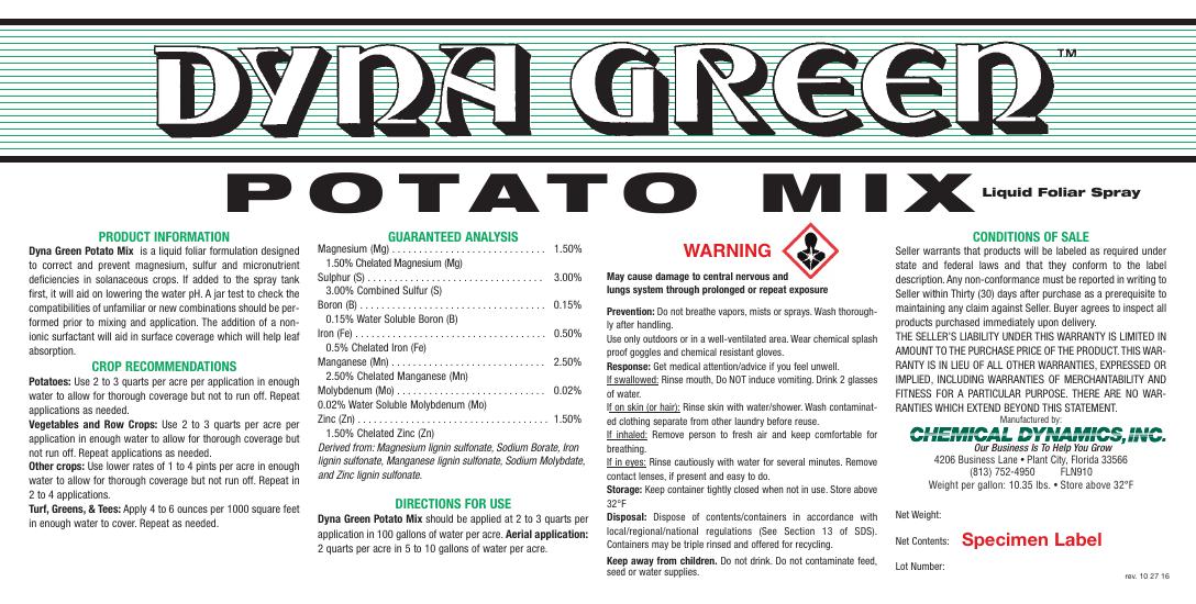 Potato Mix product label
