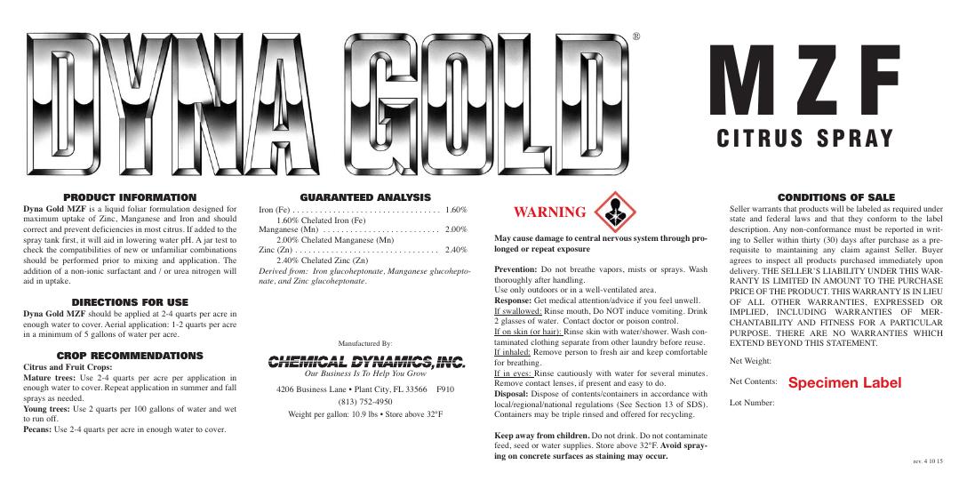MZF product label