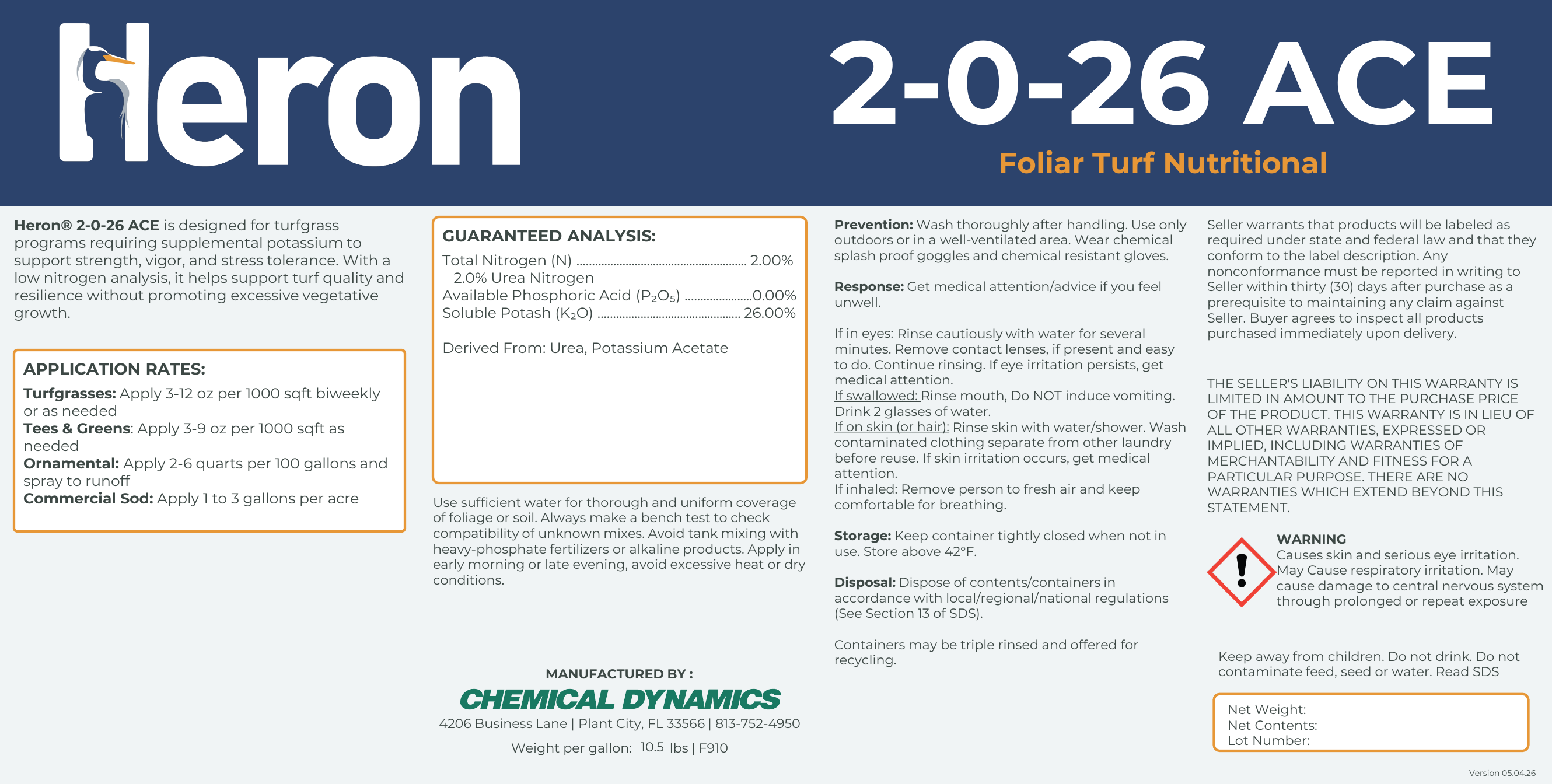2-0-26 ACE product label