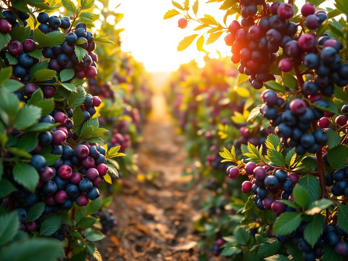 Blueberry bushes in a Southeast production field